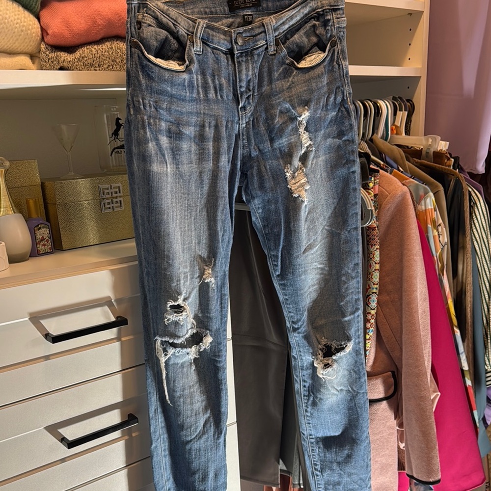 Distressed Blue Jeans